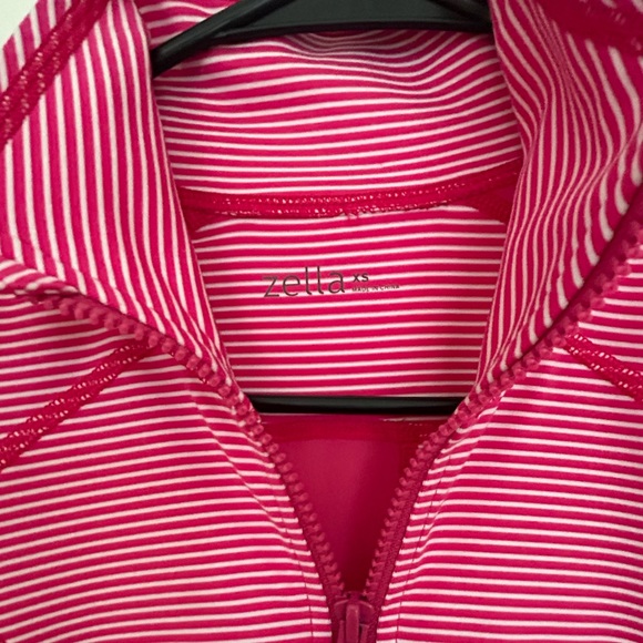 XS Zella Pink and White Striped long sleeve exercise shirt - Picture 2 of 3